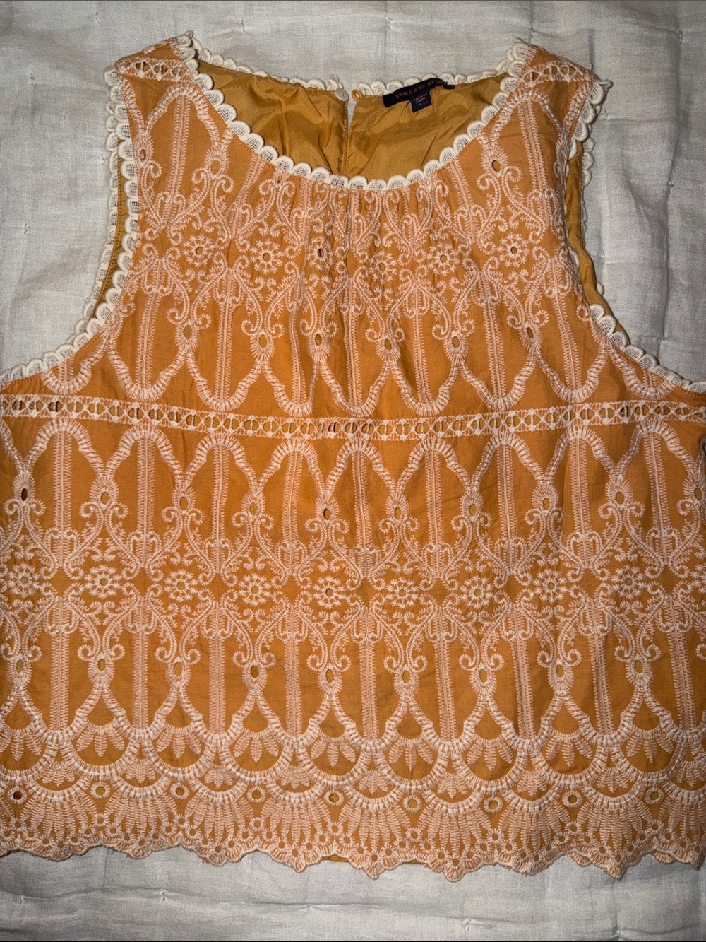 Sleeveless Lace Overlay Top in Mustard